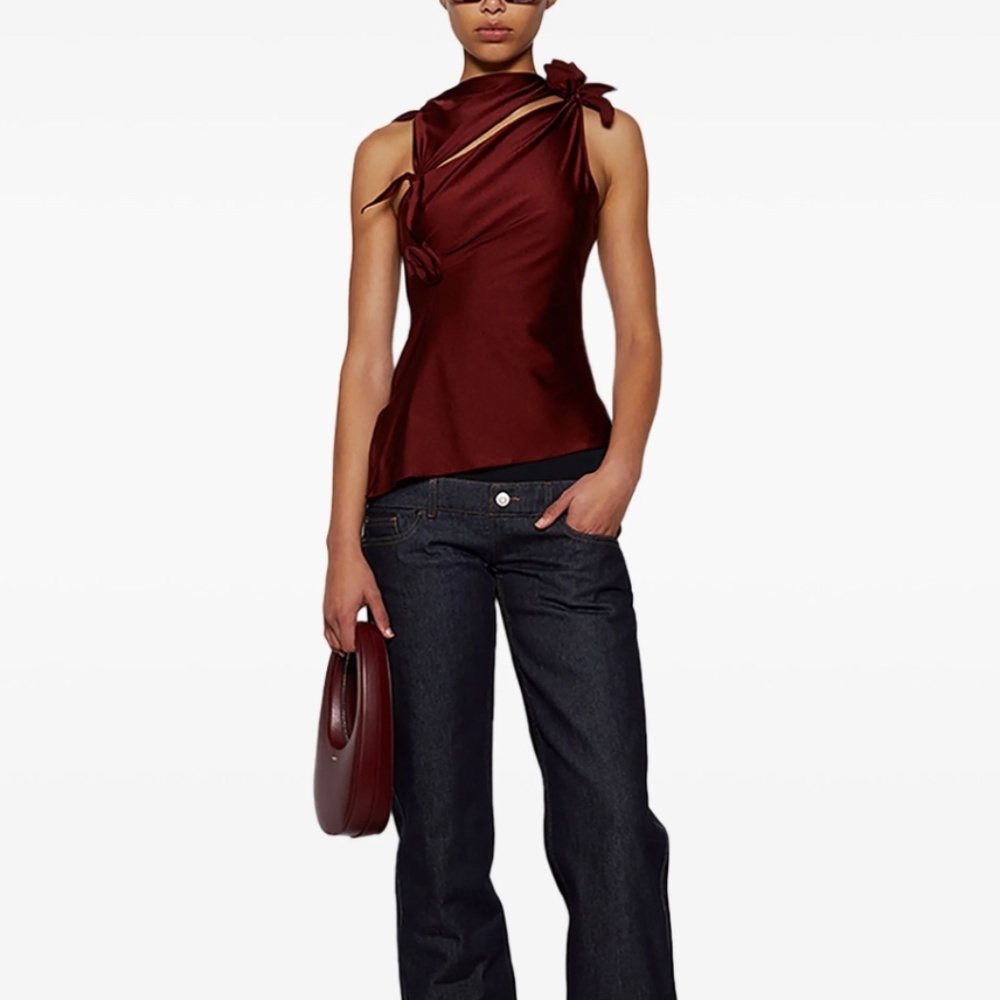 Coperni Flower Asymmetric Maroon Top XS